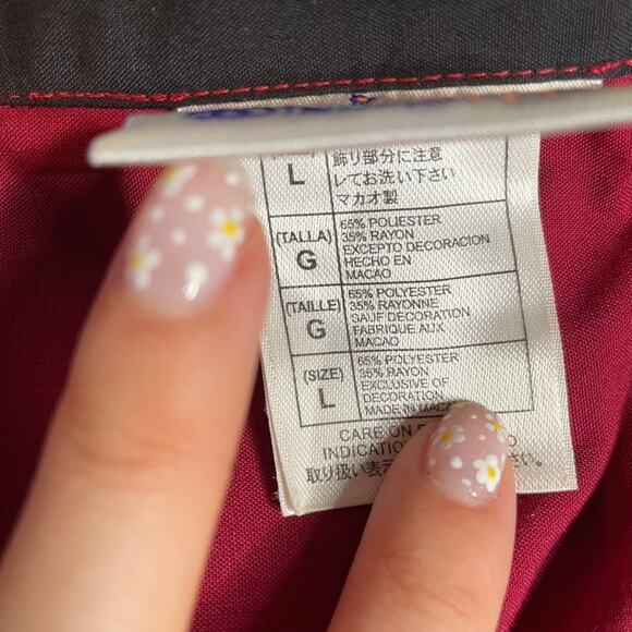 DISNEY Large Pool‎ Bowing Shirt Button Up Vintage Mickey Goofy Red Black Retro - Picture 4 of 7